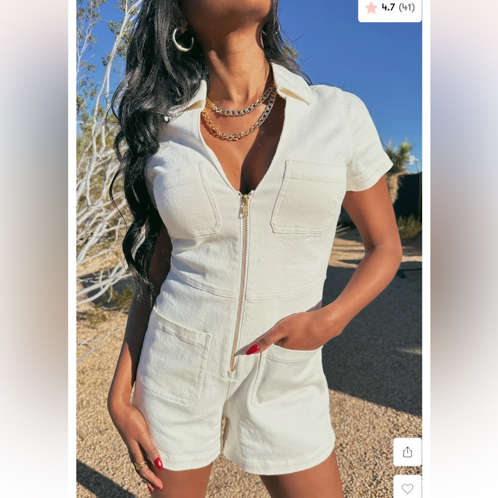 Show Me Your MuMu Ranch Romper ~ Pearly White - Picture 2 of 4